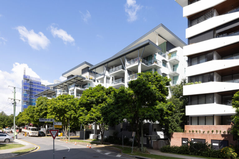 Side view Arriva Apartments Brisbane repainted by Leisuretex Aftercare